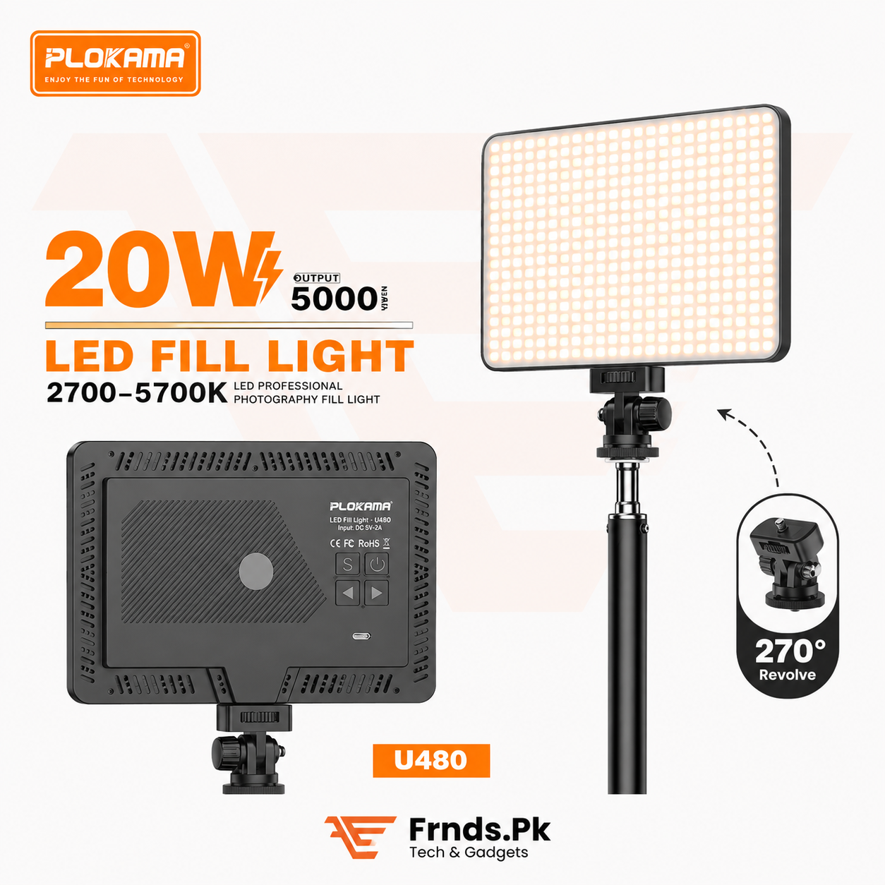 Plokama U480 Pro RGB Rechargeable Light